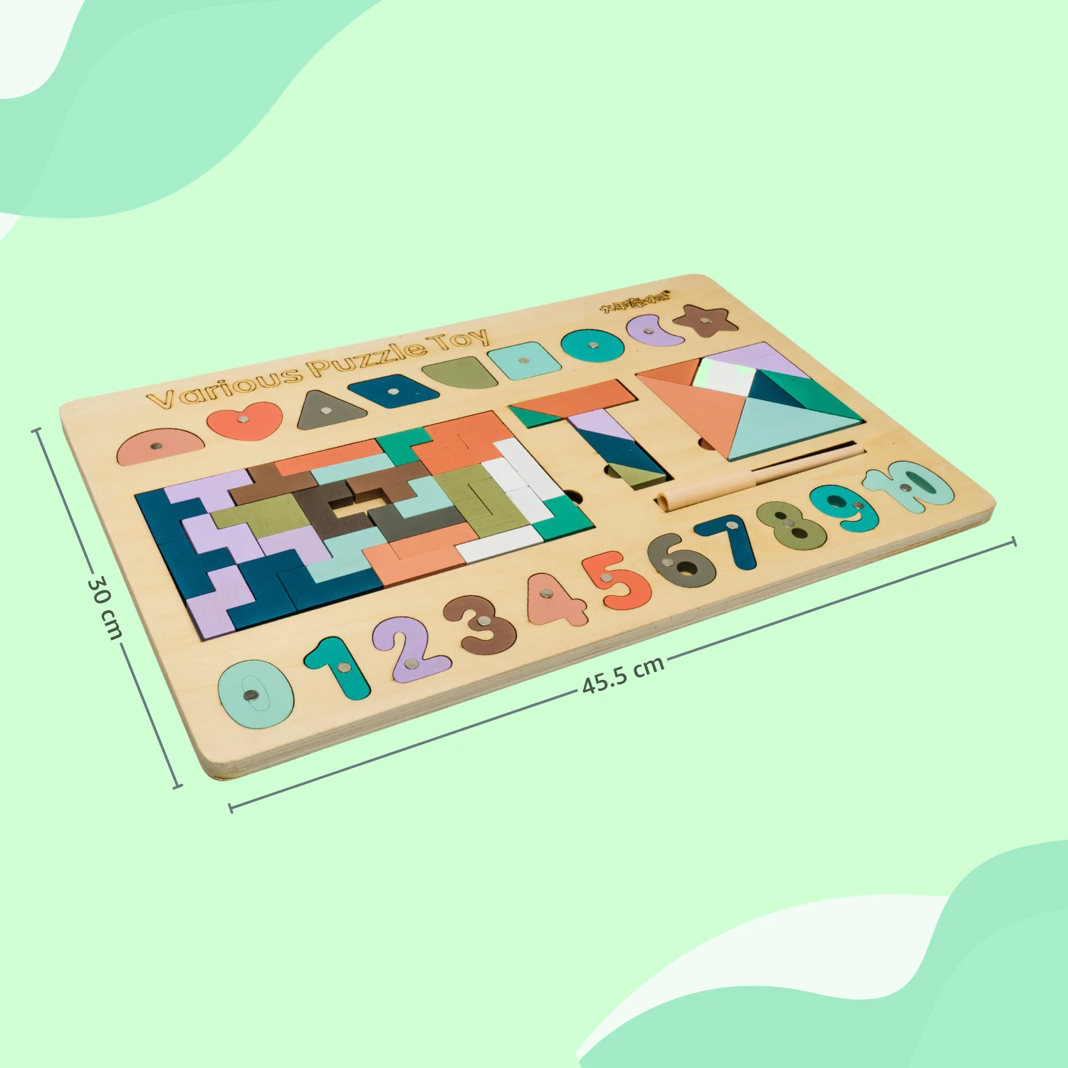 5-in-1 Wooden Puzzle Board - Image 8
