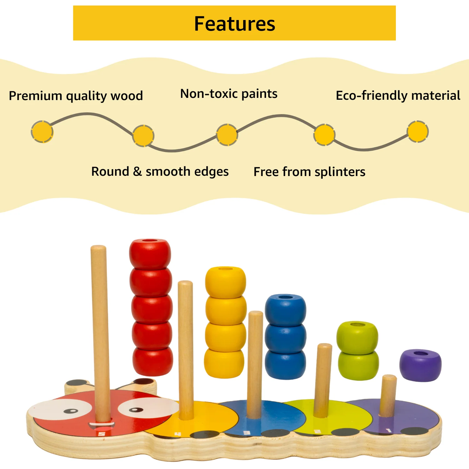 Caterpillar Wooden Stacking Rings - Image 3
