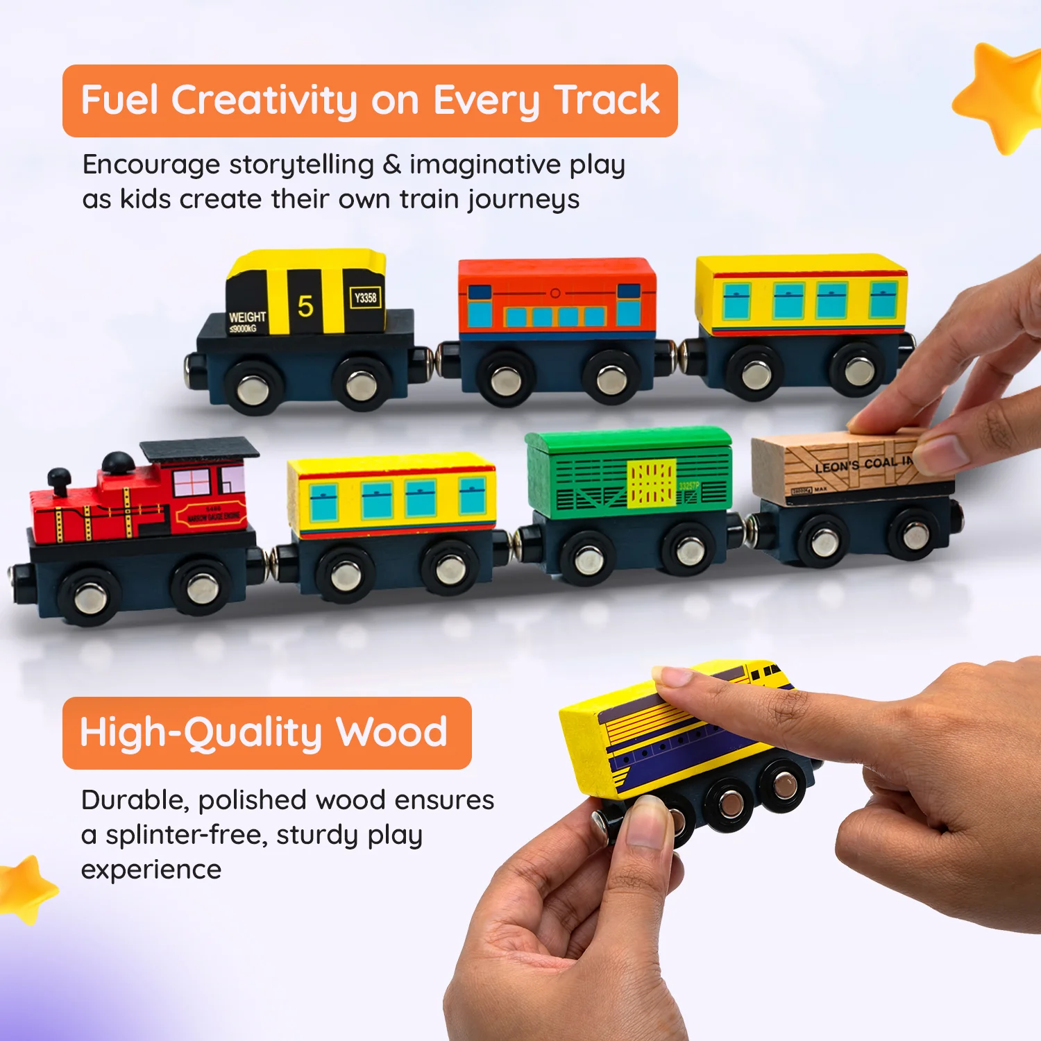 TinkerBox Premium Wooden Toy Train Set (Magnetic) - Image 4