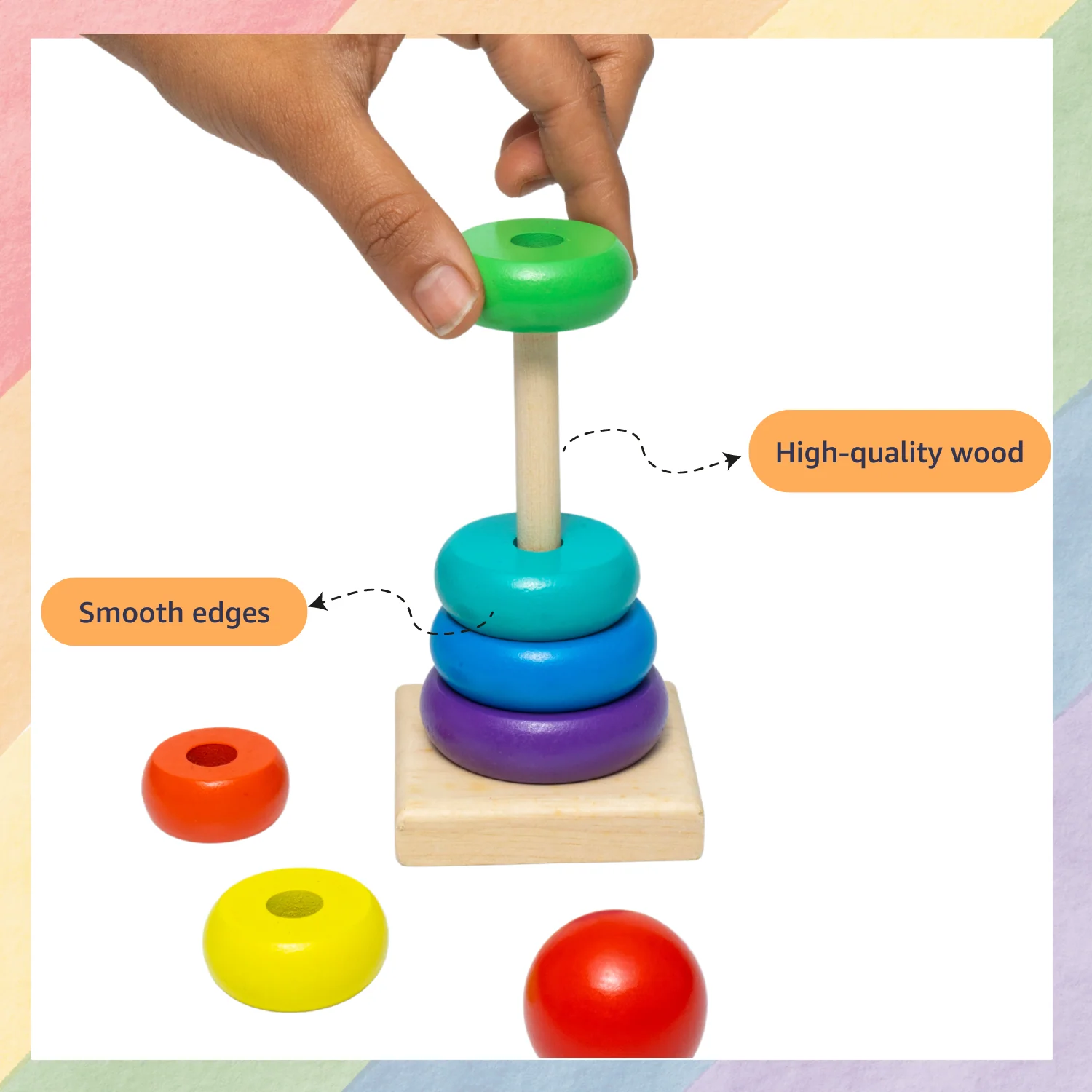 Wooden Rings Stacking Tower - Image 2