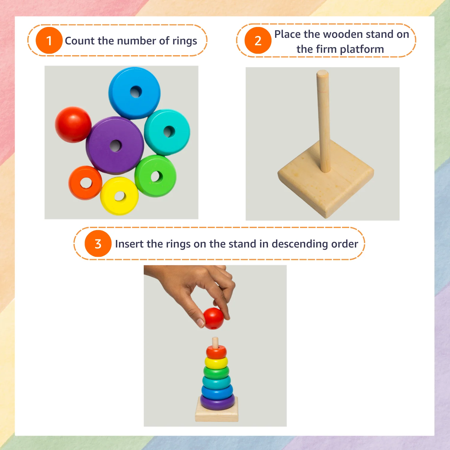 Wooden Rings Stacking Tower - Image 3
